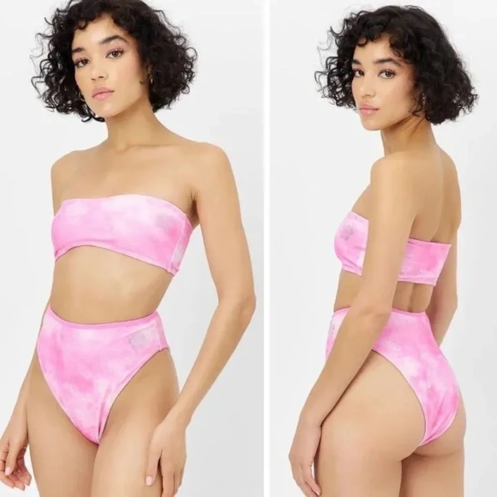 New! Frankie’s Bikinis Pink Anne Terry Full Coverage Bikini Bottom 31521